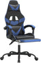vidaXL - Gamestoel - draaibaar - met - voetensteun - kunstleer - zwart - en - blauw