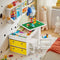SoBuy KMB75-W - Kindertafel met 2 Krukjes - Dubbelzijdig Tafelblad - Wit (2 stuks)