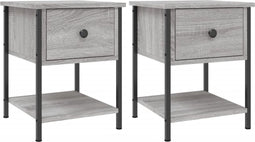 vidaXL - Nachtkastjes - 2 - st - 34x35,5x45 - cm - bewerkt - hout - grijs - sonoma - eiken
