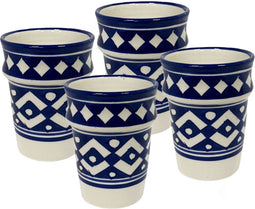 Marokkaanse keramiek bekers blauw-wit set 4 st.