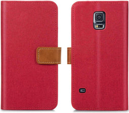 iMoshion Hoesje Geschikt voor Samsung Galaxy S5 Plus / S5 Neo / S5 Hoesje Met Pasjeshouder - iMoshion Luxe Canvas Bookcase - Rood