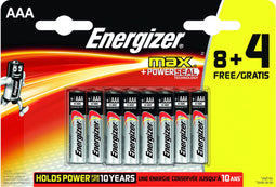 Energizer MAX Alkaline - AAA Batterijen - 12 stuks (8+4)