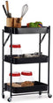 Keuken opberg trolley/roltafel met 3 manden zwart 46 x 30 x 79 cm - Etagewagentje met opbergkratten