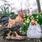 Tuinfiguur broedende kip | wit | 24x18x20cm