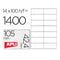Klevende etiketten Apli 01277 100 Lakens 105 x 42,4 mm Wit Papier