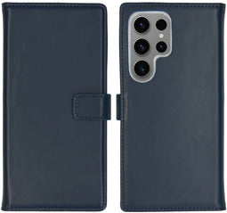 Selencia Samsung Galaxy S24 Ultra - Echt Lederen Bookcase - 3 Pashouders - Donkerblauw