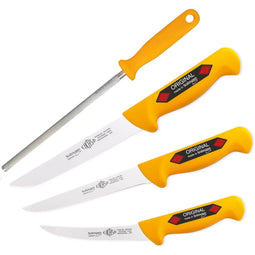 EIKASO Slagersmessenset - 4-delig - Inclusief Aanzetstaal - Molybdeenstaal - Ergonomisch - Solin...