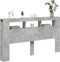 Hoofdeinde met LED 180x18,5x103,5 cm bewerkt hout betongrijs