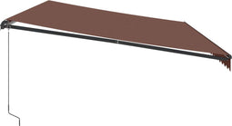 vidaXL - Luifel - handmatig - uittrekbaar - met - LED's - 600x350 - cm - bruin