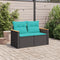 Tuinbank 2-zits met kussens poly rattan zwart