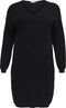 ONLY CARMAKOMA CARESLY LS V-NECK KNEE DRESS - Gebreide rib jurk met V-hals en lange mouwen - Maat M-46/48