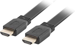 Lanberg HDMI-Kabel, CA-HDMI-21CU-0005-BK, mannlich/weiblich, goldfarben, flaches Kabel, Auflosung bis 3840 x 2160 0,5 m, Schwarz