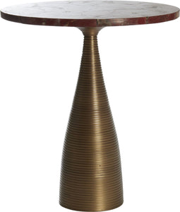 Light & Living Ronde Bijzettafel Bahia - Marmer - 52cm - Rood/Antiek Brons