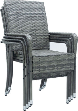 Juskys Yoro - Tuinstoelen - 4-delig - Stapelbaar - Grijs (4 stuks)