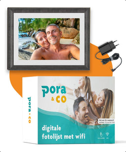 Pora&Co - Digitale fotolijst - WiFi met Frameo App - 10,1 inch HD IPS - Bruin