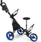COSTWAY Golftrolley - Inklapbaar golfcaddy - Verstelbare handgreep en zitting - Aluminium