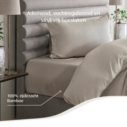 Home by TEMPUR® - Topper Hoeslaken - Zijdezacht Bamboe - 180 x 200 x 9 cm - Strijkvrij - Kleur Nature