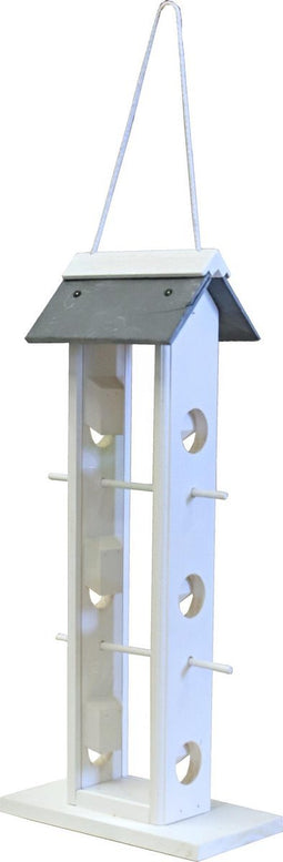 Voedersilo - wit/leisteen - 6-gaats - hangbaar - 52 cm.