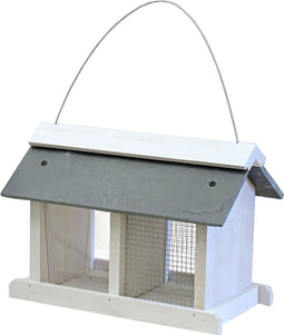 Voederstation - wit/leisteen - hangbaar - 31 cm.