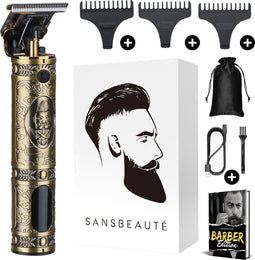 Sansbeauté® T-Blade Buddha Trimmer - Draadloze Baard- en Haartrimmer - 3 Opzetkammen - Gold Platinum