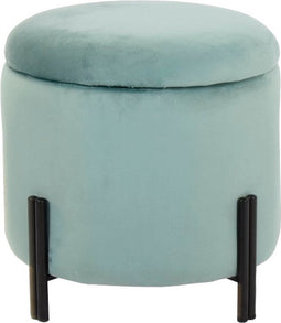 Voetensteun DKD Home Decor Metaal Turkoois Polyester (42 x 42 x 42 cm)