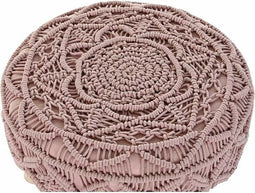 Voetensteun DKD Home Decor Natuurlijk Licht Roze Hout Boho Macramé 53 x 53 x 31 cm