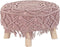Voetensteun DKD Home Decor Natuurlijk Licht Roze Hout Boho Macramé 53 x 53 x 31 cm