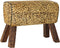 Voetensteun DKD Home Decor Zwart Hout Bruin Leer Luipaard Koloniaal (67 x 30 x 51 cm)