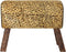 Voetensteun DKD Home Decor Zwart Hout Bruin Leer Luipaard Koloniaal (67 x 30 x 51 cm)