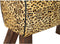 Voetensteun DKD Home Decor Zwart Hout Bruin Leer Luipaard Koloniaal (67 x 30 x 51 cm)