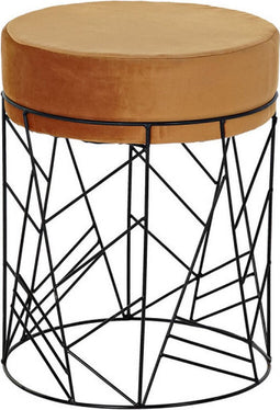 Voetensteun DKD Home Decor Zwart Metaal Polyester Terra cotta (33 x 33 x 42 cm)