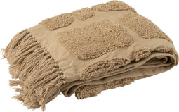 J-Line Plaid Sidney - polyester - beige - 192 x 123 cm - woonaccessoires