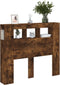 Hoofdeinde met LED 120x18,5x103,5 cm bewerkt hout gerookt eiken