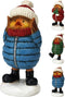 Vogel met jas 8x9x18 cm 3ass kerstversiering