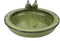 Vogelbad/voederschaal groen keramiek 33 x 31 cm - Vogeldrinkschaal/voederbak