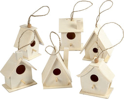 Vogelhuis, h: 7 cm, 6 stuks, populier