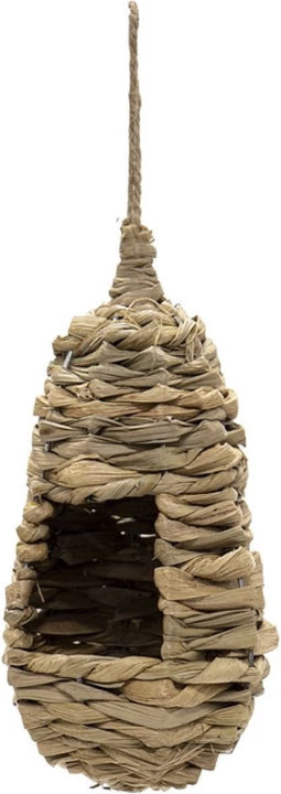 Vogelhuis riet - vogelhuisje stro - vogelnest langwerpig gevlochten - natuurlijk nestbuidel - loungenest - 21 cm - kerst cadeau tip