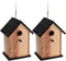 Vogelhuisje/nestkastje zwart/naturel hout 22 cm - Vogelhuisjes tuindecoraties
