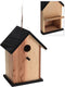 Vogelhuisje/nestkastje zwart/naturel hout 22 cm - Vogelhuisjes tuindecoraties