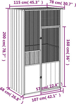 Vogelkooi 115x78x200 cm gegalvaniseerd staal antracietkleur