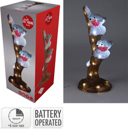Vogels op tak met led 41 cm kerstversiering