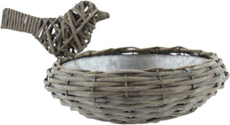 Vogelvoerbak Wilg D24H6Cm Grijs - Inclusief Zinken Schaal
