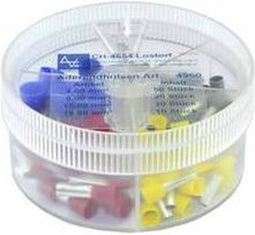 Vogt Verbindungstechnik 737086 Assortiment adereindhulzen 4 mm², 6 mm², 10 mm², 16 mm² Deels geïsoleerd Grijs, Geel, Ro