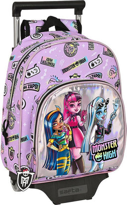 Schoolrugzak met Wielen Monster High Best boos Lila 28 x 34 x 10 cm