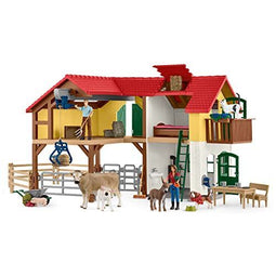 Schleich FARM WORLD - Boerderij met stal en dieren - Set met 2 figuren en 7 dieren
