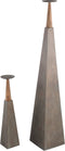 PTMD Cinder Grey Metal Piramid Candleholder With Wood L