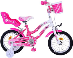 Volare Lovely Kinderfiets - Meisjes - 14 inch - Roze Wit - Twee Handremmen