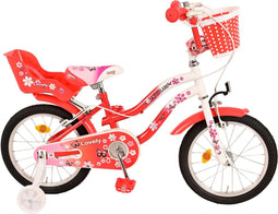 Volare Lovely Kinderfiets - Meisjes - 16 inch - Rood Wit - Twee Handremmen