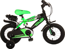 Volare Sportivo Kinderfiets - Jongens - 12 inch - Neon Groen Zwart - Twee Handremmen - 95% afgemonteerd
