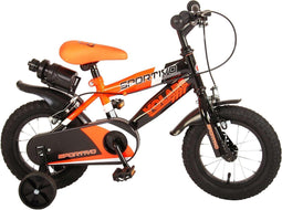 Volare Sportivo Kinderfiets - Jongens - 12 inch - Neon Oranje Zwart - Twee Handremmen - 95% afgemonteerd